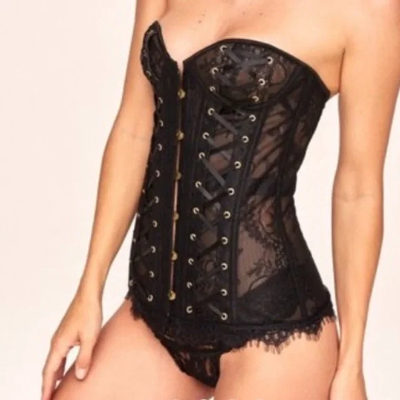 Cross Satin Ribbon Laced Up Corset Victorian